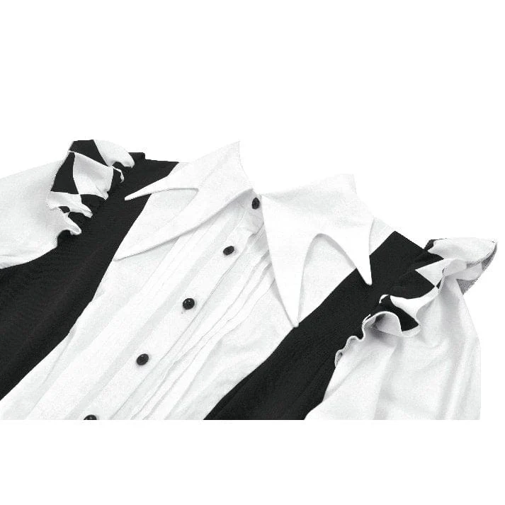 Gothic-Kleid mit Harlekin-Puffärmeln in Kontrastfarbe für Damen