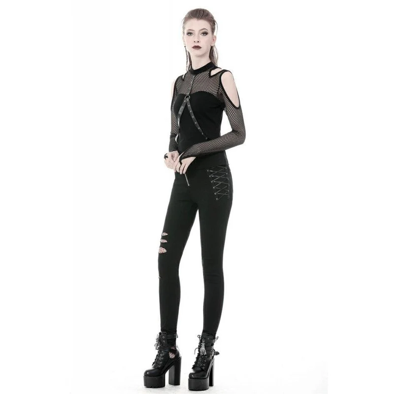 Frauen Punk Off-Shoulder Sexy Mech Ärmel Tops