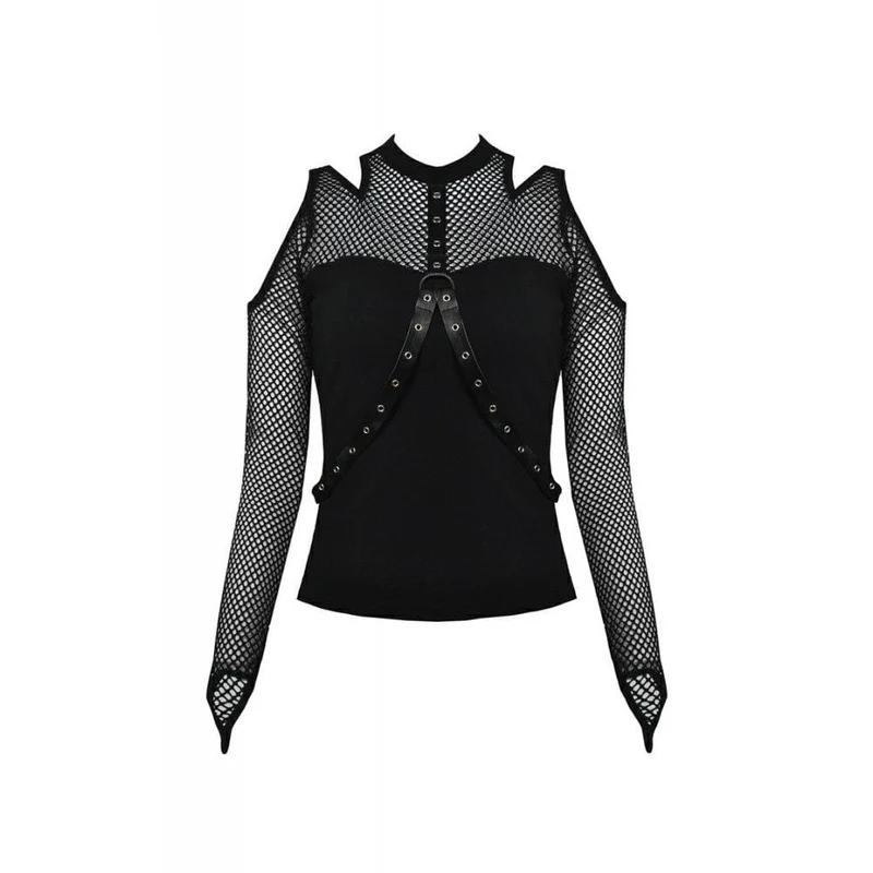 Frauen Punk Off-Shoulder Sexy Mech Ärmel Tops