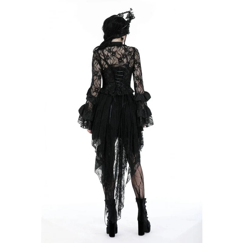 Damen-Spitzenoberteil im Gothic-Stil mit ausgestellten Ärmeln und Schnürung