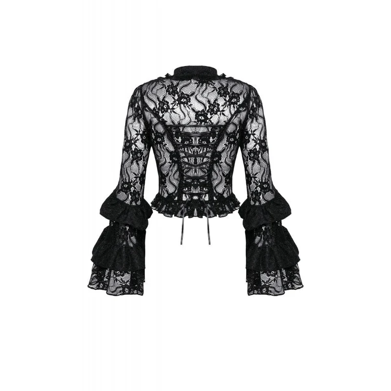Damen-Spitzenoberteil im Gothic-Stil mit ausgestellten Ärmeln und Schnürung