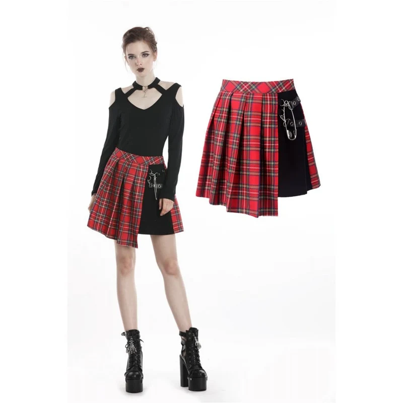 Frauen Punk Red Plaid Faltenrock