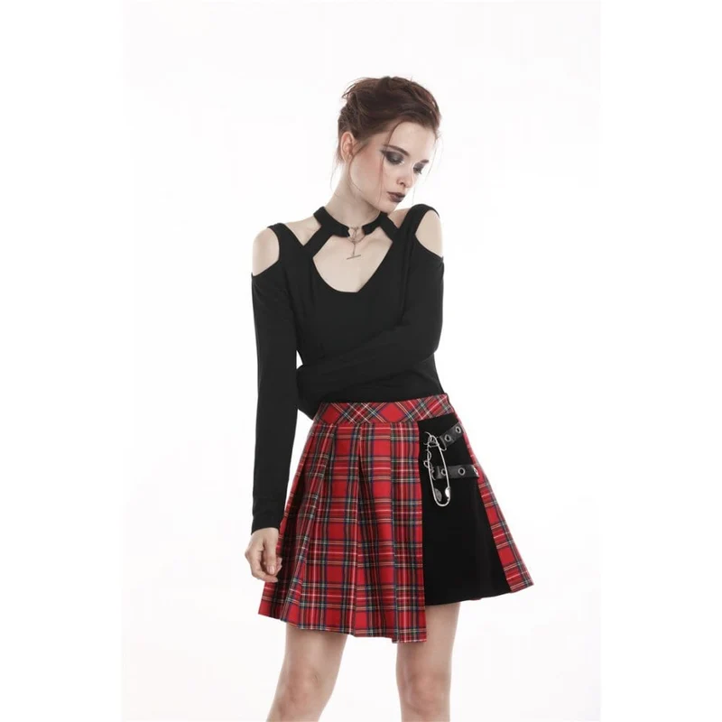 Frauen Punk Red Plaid Faltenrock