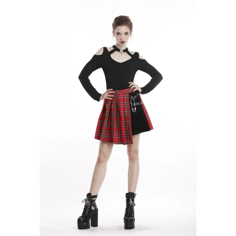 Frauen Punk Red Plaid Faltenrock