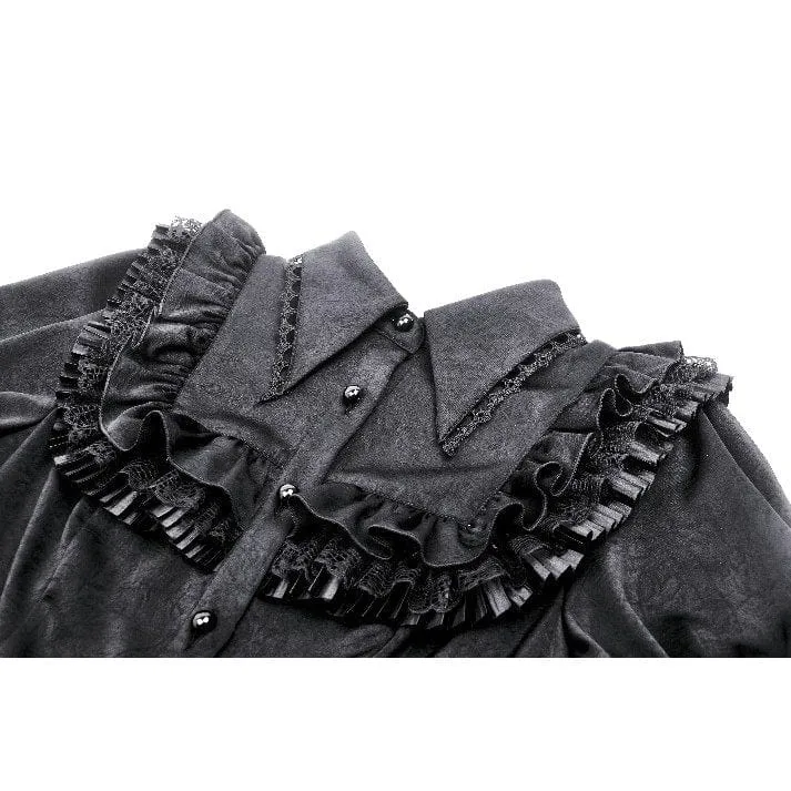 Damen-Gothic-Hemd mit Puffärmeln und Rüschen