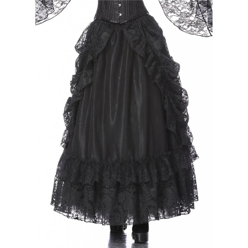 Mehrschichtiger Gothic-Spitzen-Maxirock für Damen