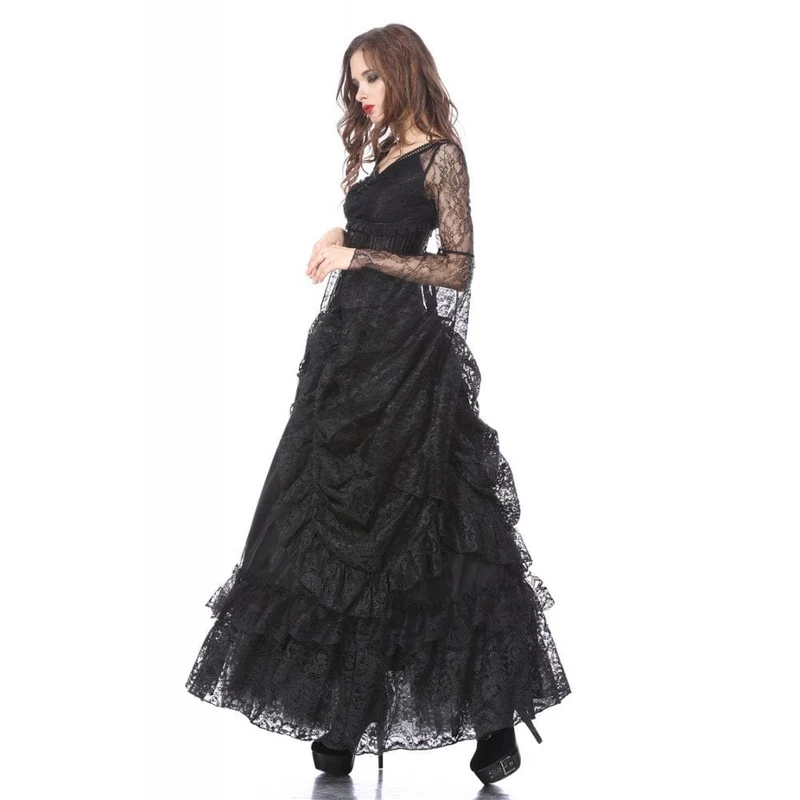 Mehrschichtiger Gothic-Spitzen-Maxirock für Damen
