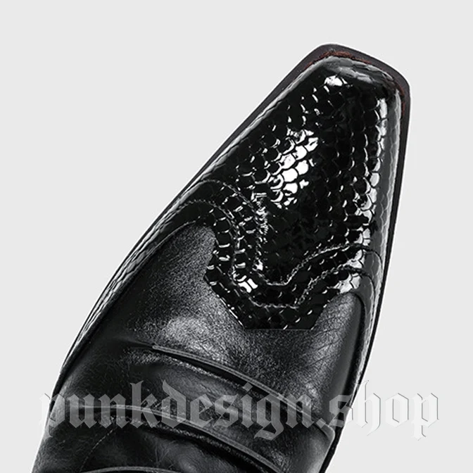 Punkige Damen-Kniestiefel mit Nieten, Schnallenriemen und Zierriemen
