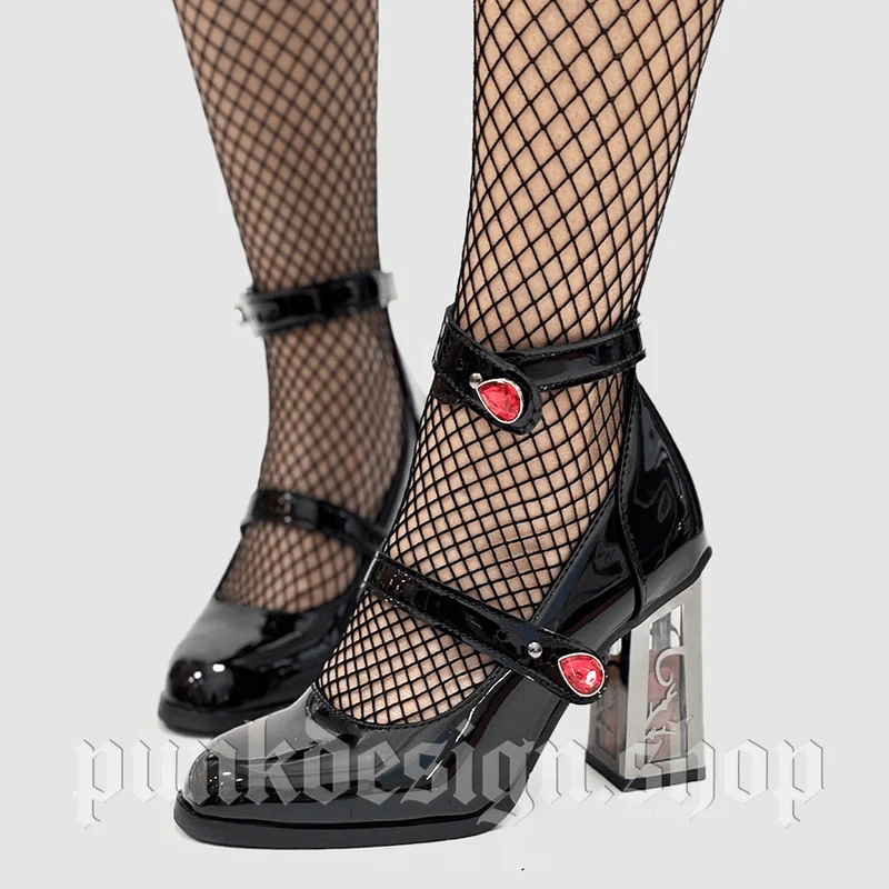 Gothic-Rose Mary Jane Schuhe mit klobigem Absatz für Damen