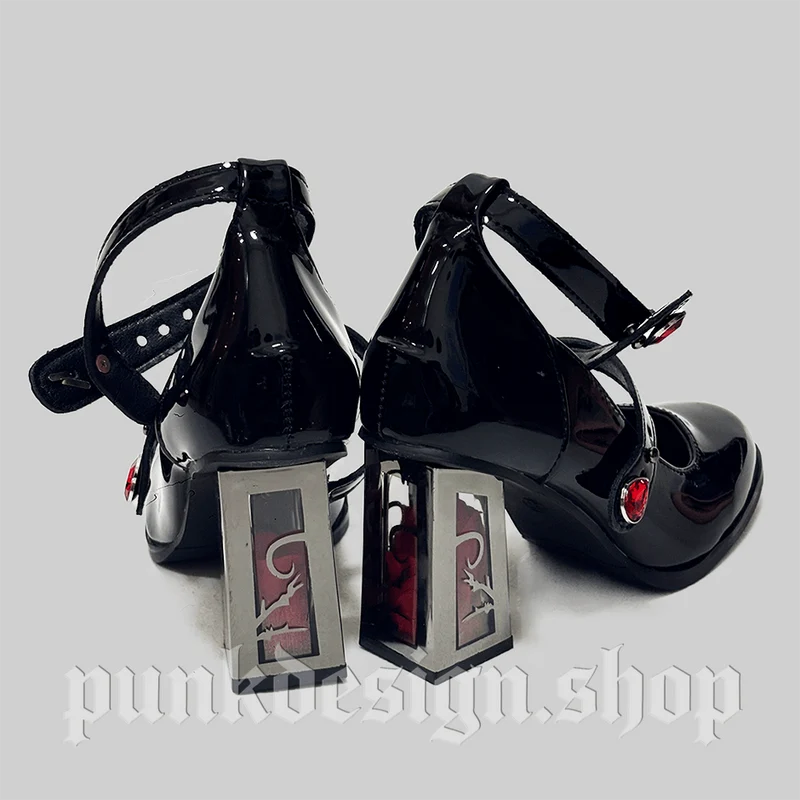 Gothic-Rose Mary Jane Schuhe mit klobigem Absatz für Damen