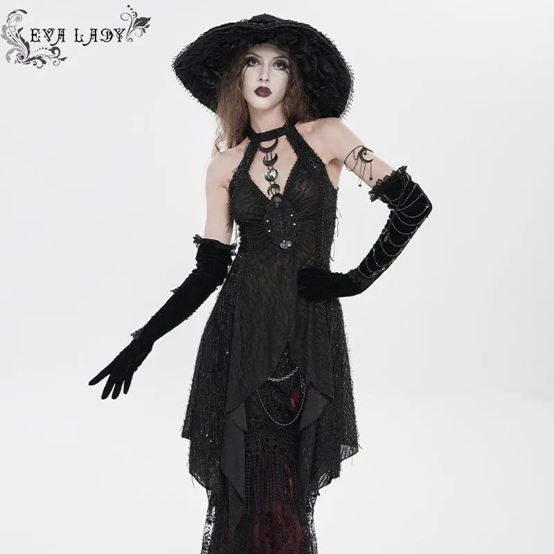 Gothic-Tanktop für Damen mit Cut-out und Neckholder