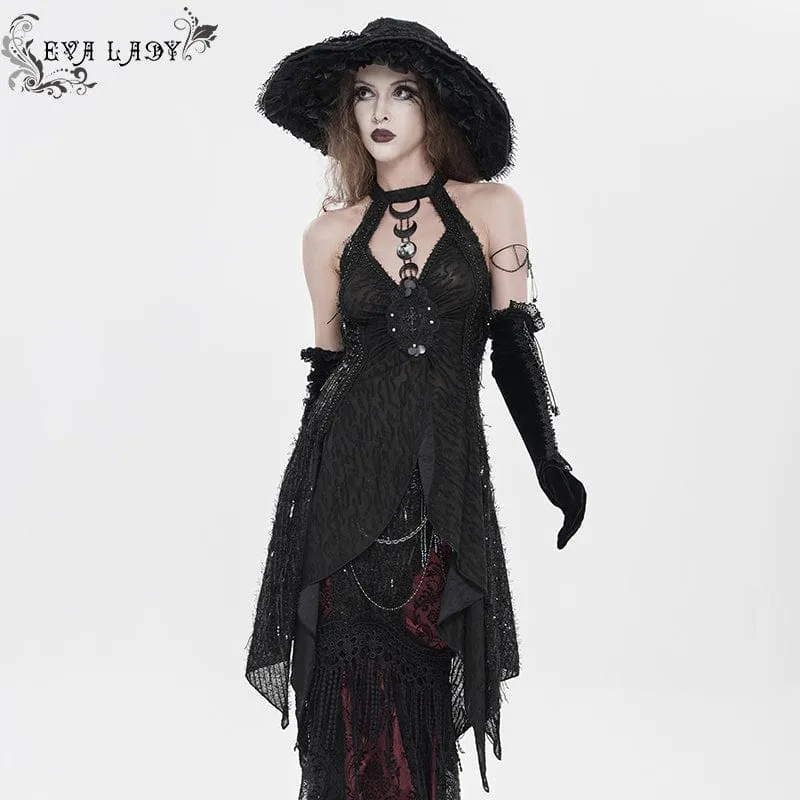 Gothic-Tanktop für Damen mit Cut-out und Neckholder