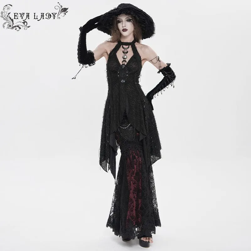 Gothic-Tanktop für Damen mit Cut-out und Neckholder
