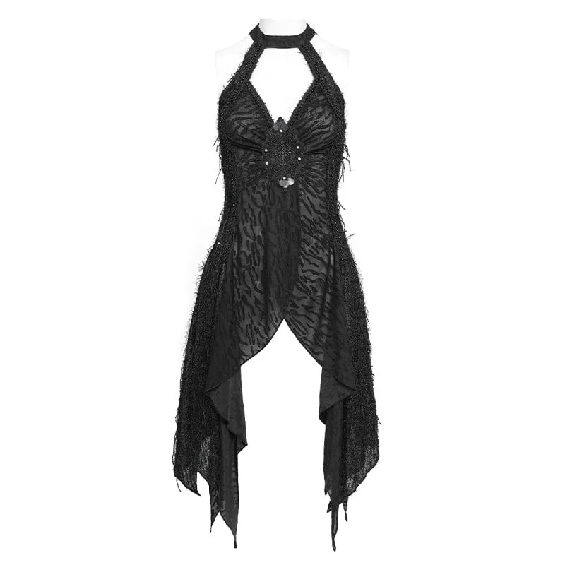 Gothic-Tanktop für Damen mit Cut-out und Neckholder