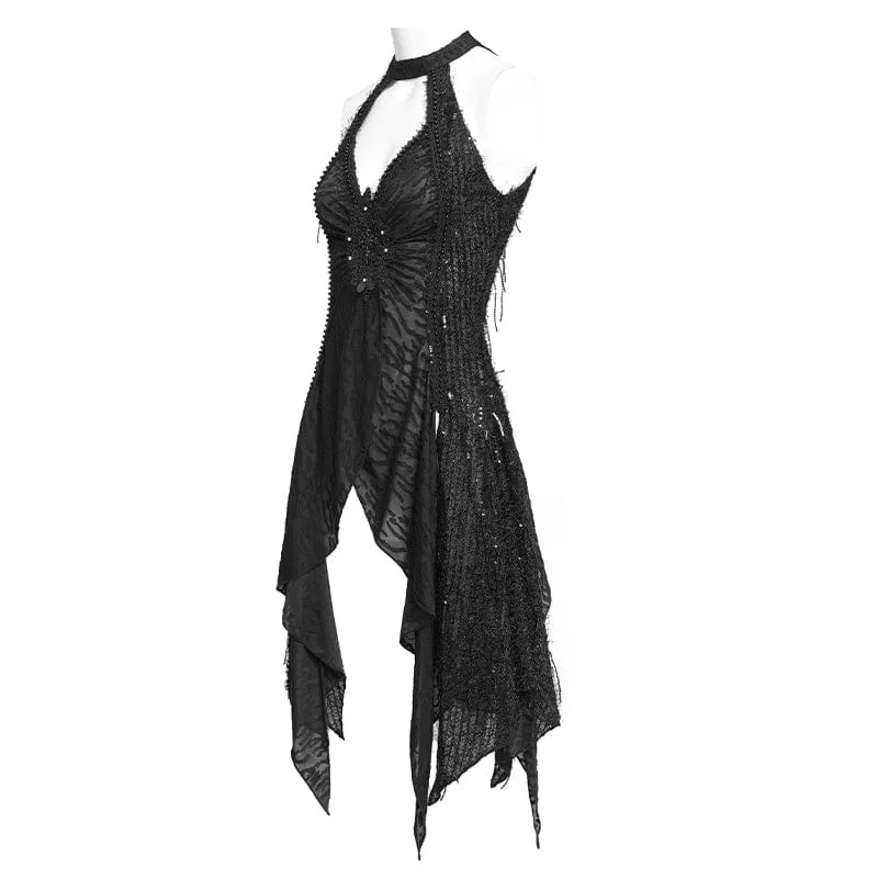 Gothic-Tanktop für Damen mit Cut-out und Neckholder