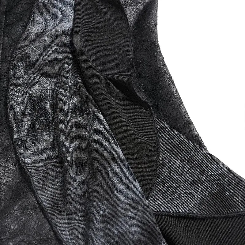 Gothic-Langarmshirt für Damen mit Rosen- und Federprint