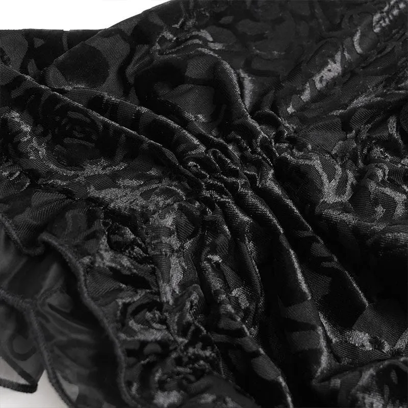 Gothic-T-Shirt für Damen mit gekreuztem Muster, tiefem Ausschnitt und kurzen Ärmeln