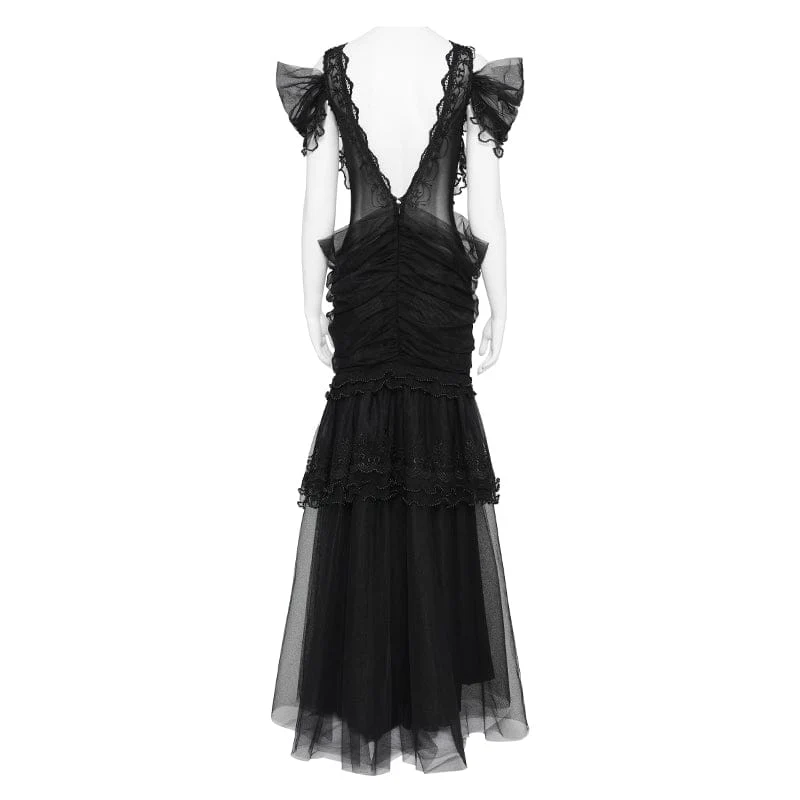 Gothic-Brautkleid für Damen mit Raffungen, Rüschen und schulterfreiem Schnitt