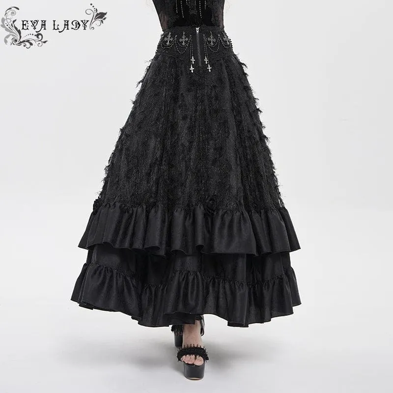 Gothic-Rock für Damen mit Kreuz- und Rosenperlen