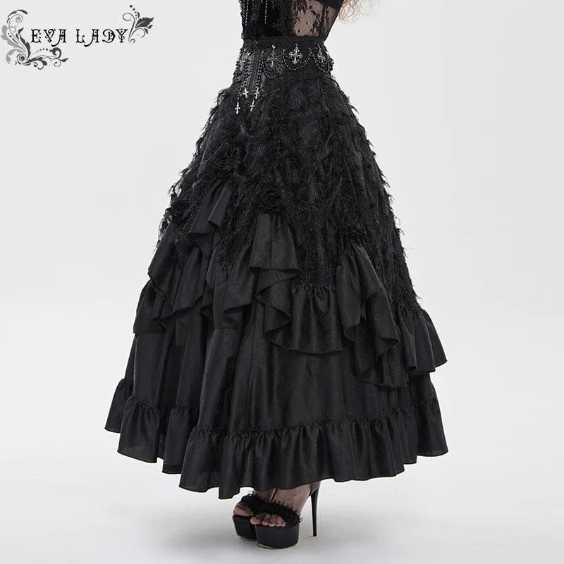 Gothic-Rock für Damen mit Kreuz- und Rosenperlen