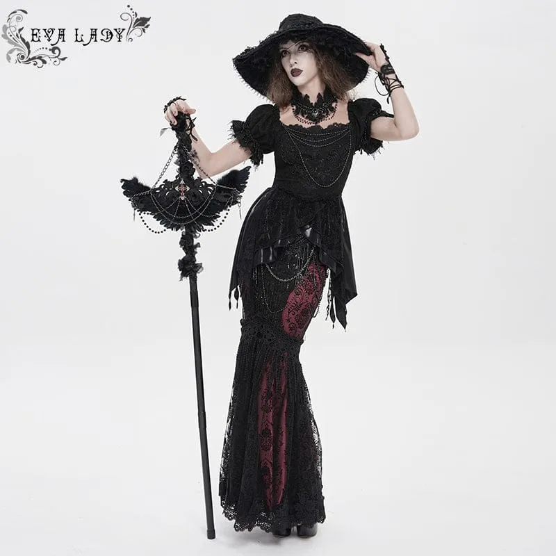 Gothic-Federflügel-Kettenknüppel für Damen