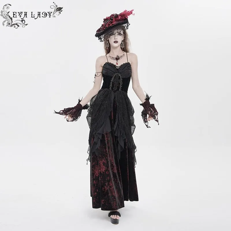 Gothic-bedrucktes, Quasten-Schnürkleid für Damen, Brautkleid