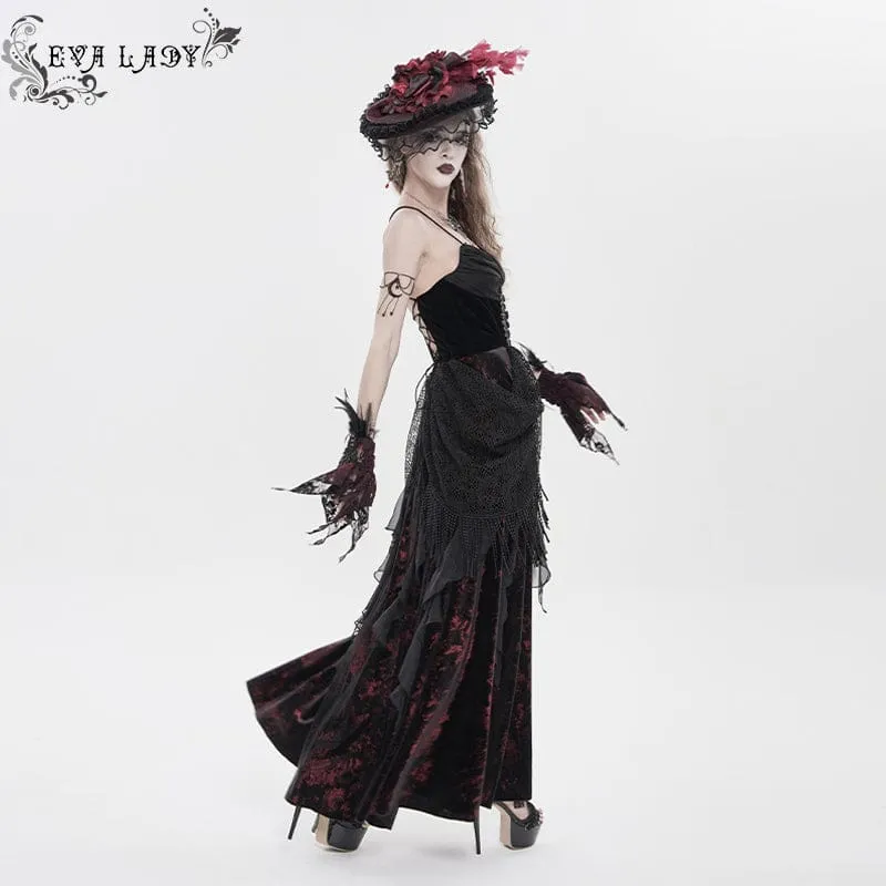 Gothic-bedrucktes, Quasten-Schnürkleid für Damen, Brautkleid