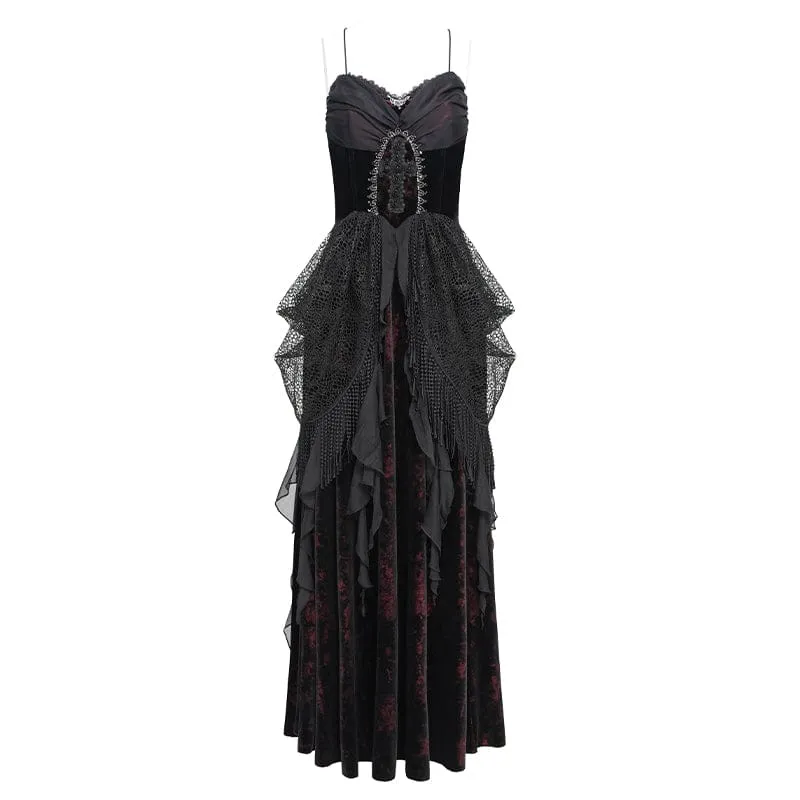 Gothic-bedrucktes, Quasten-Schnürkleid für Damen, Brautkleid