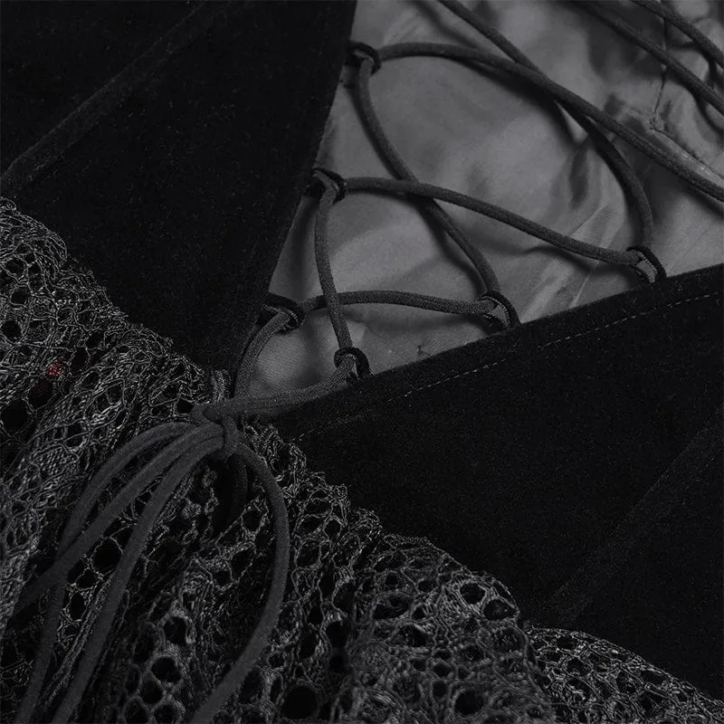Gothic-bedrucktes, Quasten-Schnürkleid für Damen, Brautkleid