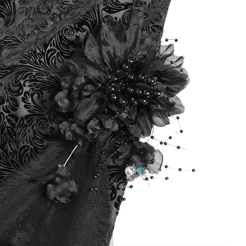 Gothic-Hose für Damen mit Blumenmuster und Netzstoff