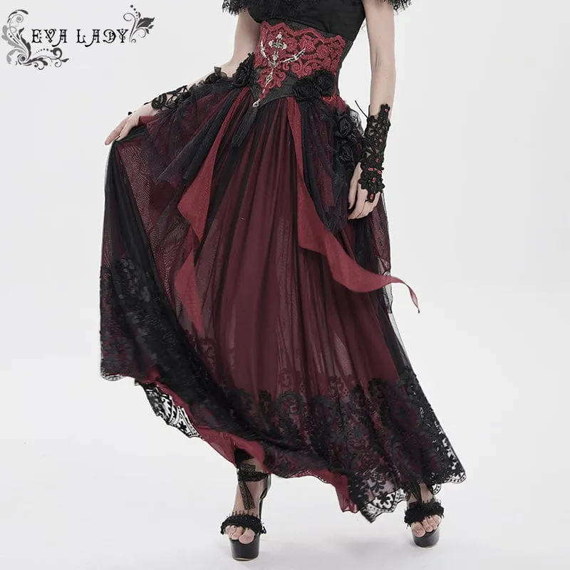 Gothic-Unterbrustkorsett für Damen mit Rosenkreuzstickerei