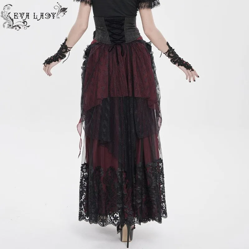 Gothic-Unterbrustkorsett für Damen mit Rosenkreuzstickerei