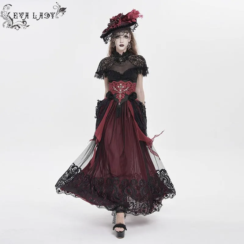 Gothic-Unterbrustkorsett für Damen mit Rosenkreuzstickerei