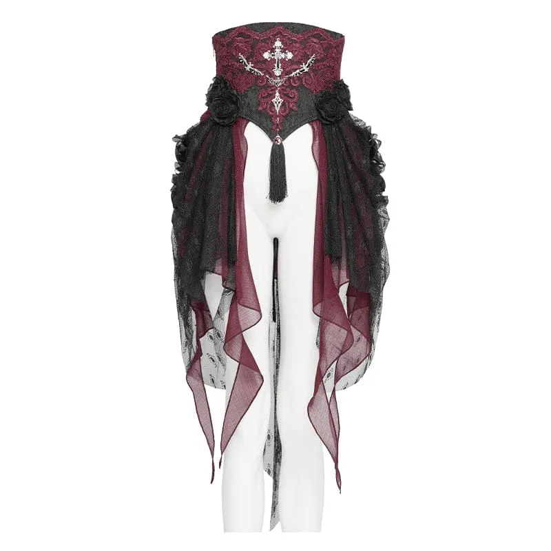 Gothic-Unterbrustkorsett für Damen mit Rosenkreuzstickerei