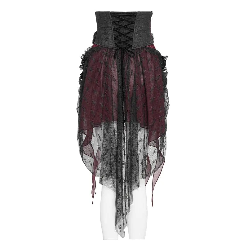 Gothic-Unterbrustkorsett für Damen mit Rosenkreuzstickerei