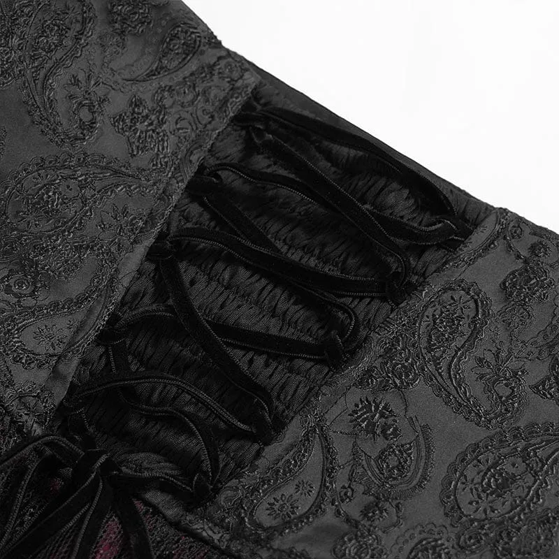 Gothic-Unterbrustkorsett für Damen mit Rosenkreuzstickerei