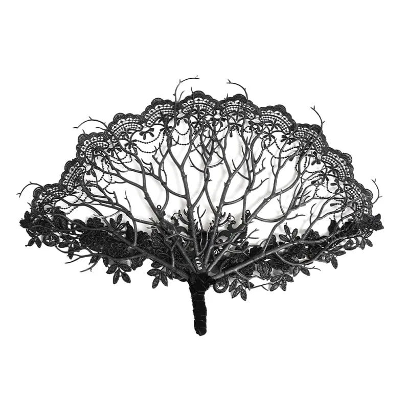 Gothic-Fächer mit floraler Spitze für Damen