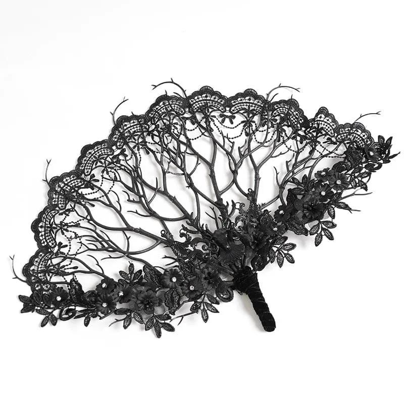 Gothic-Fächer mit floraler Spitze für Damen