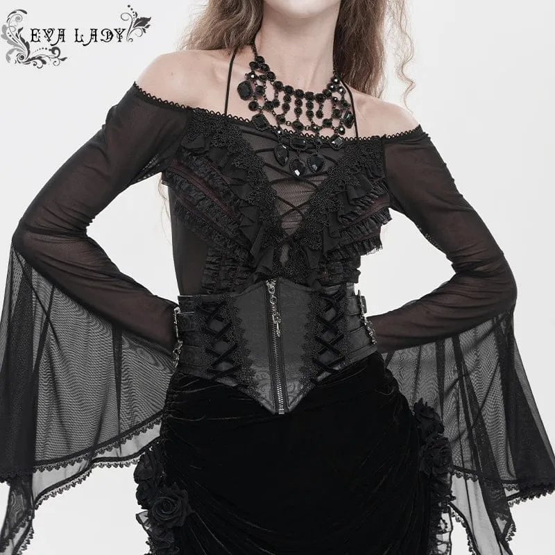 Gothic-Häkelgürtel für Damen mit Schnürung und Reißverschluss