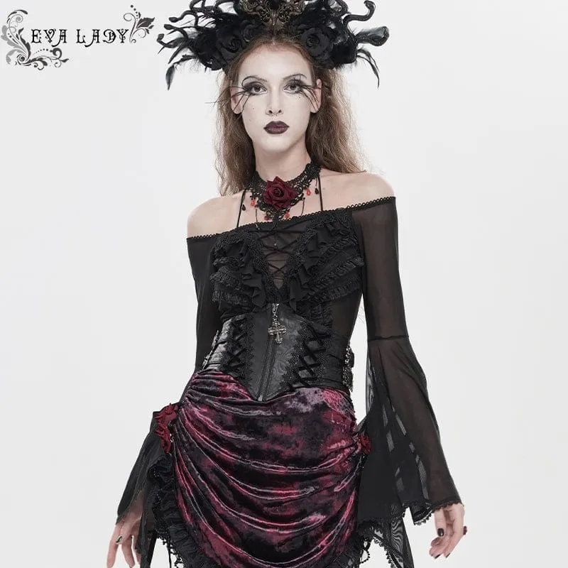 Gothic-Häkelgürtel für Damen mit Schnürung und Reißverschluss