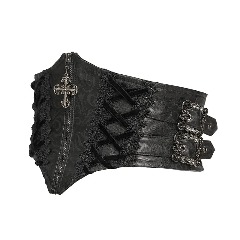 Gothic-Häkelgürtel für Damen mit Schnürung und Reißverschluss