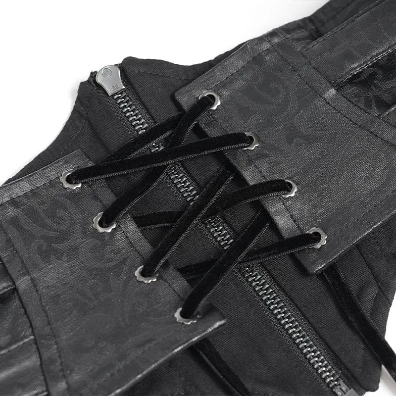 Gothic-Häkelgürtel für Damen mit Schnürung und Reißverschluss