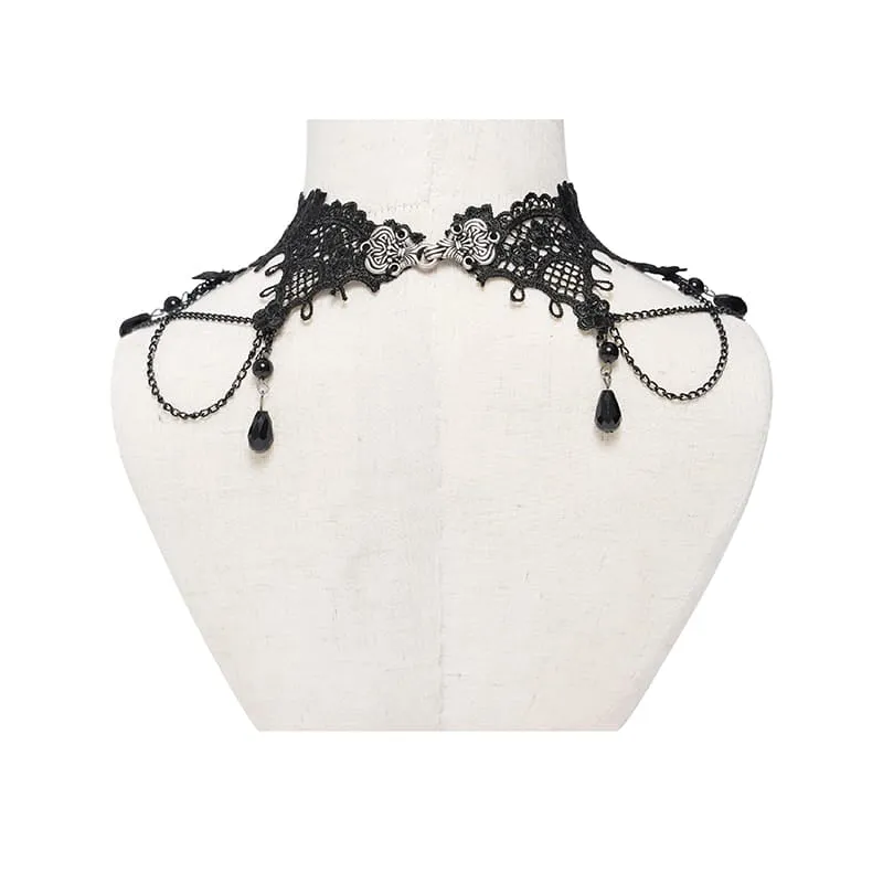 Damen Lace & Bead Goth Neck Stück Lace Choker