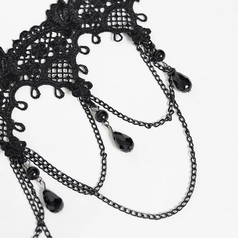 Damen Lace & Bead Goth Neck Stück Lace Choker