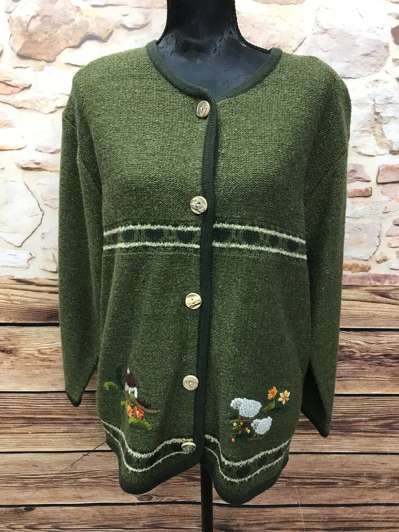 Vintage Trachtenstrickjacke grün - Gr.44