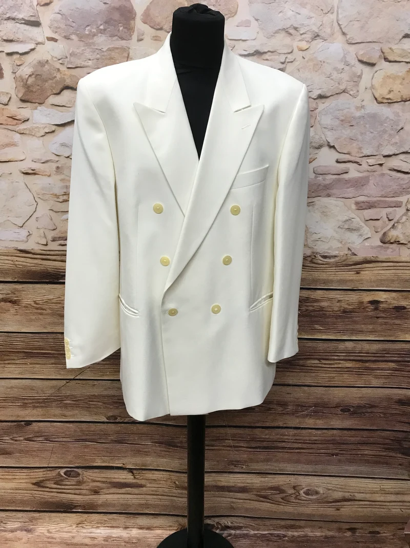 Vintage 80er/90er Dinner Jacket Elfenbein – Doppelreiher Masterhand Gr. 27