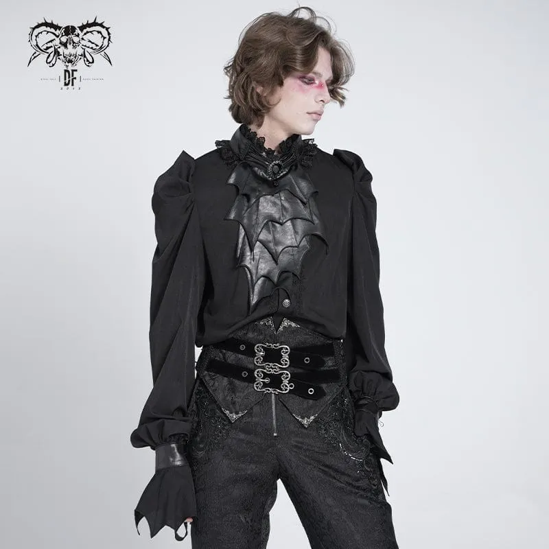Gothic-Herrenhemd mit Stehkragen und Puffärmeln im Fledermaus-Stil