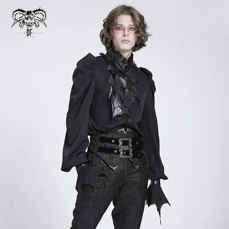 Gothic-Herrenhemd mit Stehkragen und Puffärmeln im Fledermaus-Stil