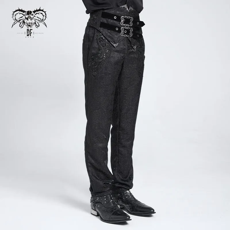 Gothic-Anzughose mit Doppelschnallen und hoher Taille für Herren