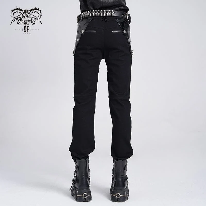 Herren Punk Armor Lackleder Splice Hose